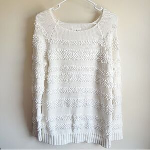 Lou & Grey Cream Ivory Loopstripe Pullover Sweater